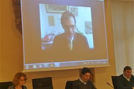 Pierre Garrone durante il collegamento in Skype