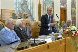 Dorigatti durante l'intervento di apertura