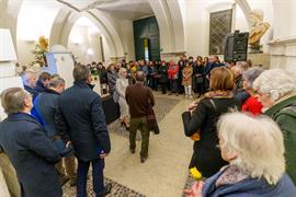Un momento dell'inaugurazione della mostra