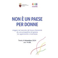 Lavoro femminile, la Cpo invita all'incontro "Non è un Paese per donne"